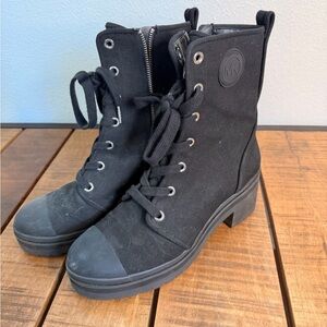 Michael Kors Black Lace-Up Moto Boots